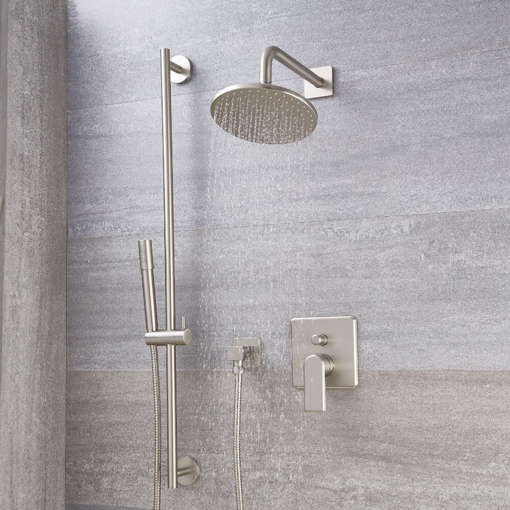 Milano Ashurst - Brushed Nickel Shower with Diverter, Shower Head  