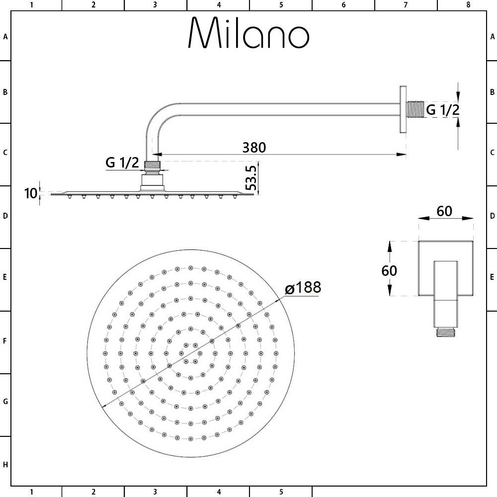 Milano Ashurst - Brushed Nickel Shower with Diverter, Shower Head 