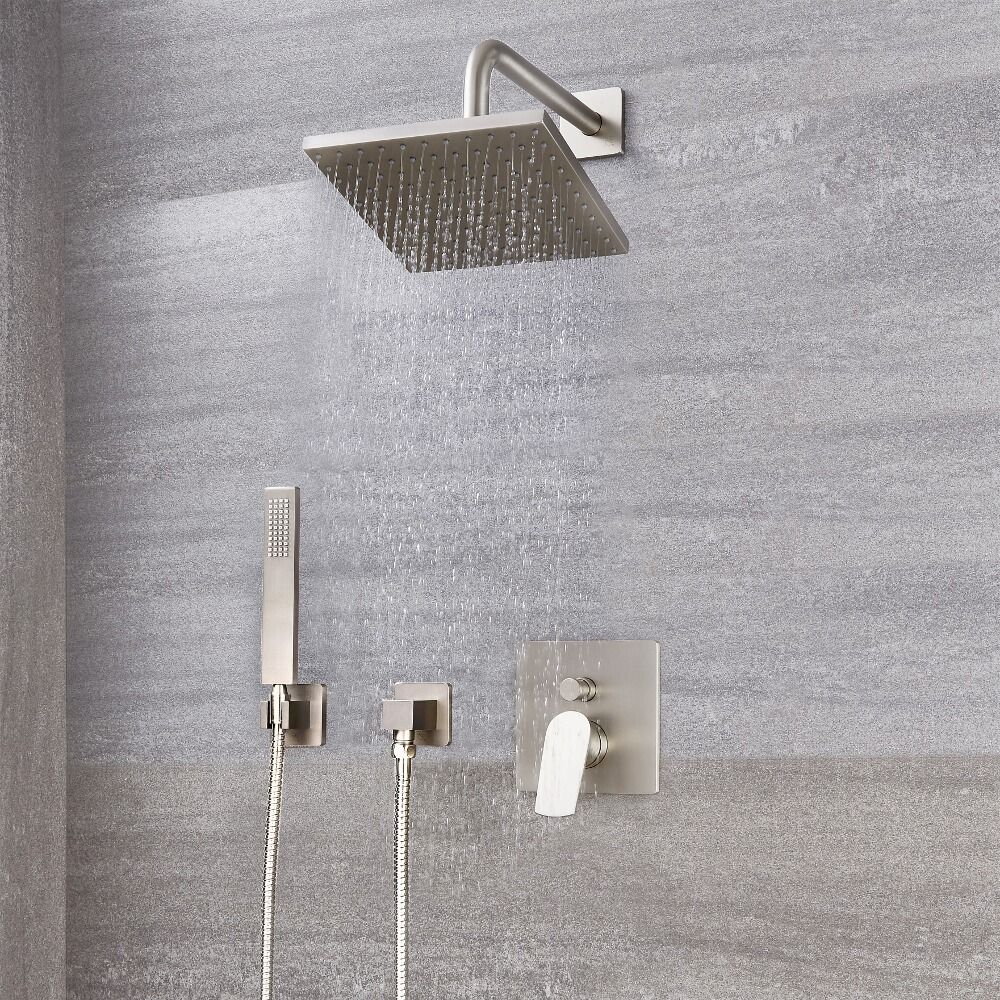 Milano Hunston - Brushed Nickel Shower with Diverter, Shower Head