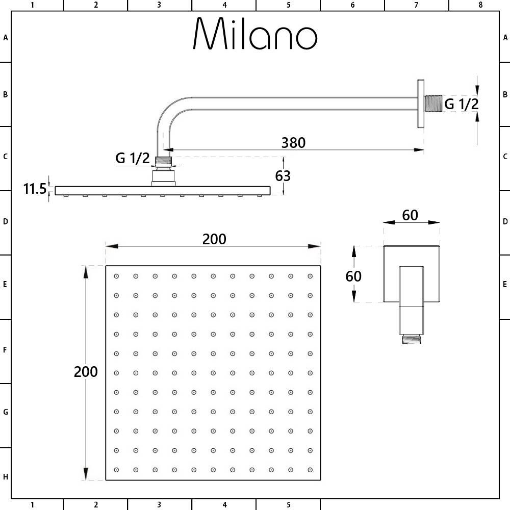 Milano Hunston - Brushed Nickel Shower with Diverter, Shower Head
