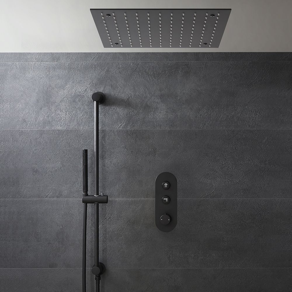 Milano Orta - Black Thermostatic Push Button Shower with Recessed ...