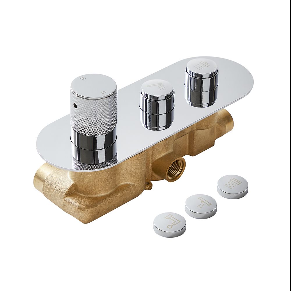 Milano Orta Chrome Thermostatic Push Button Shower with Recessed