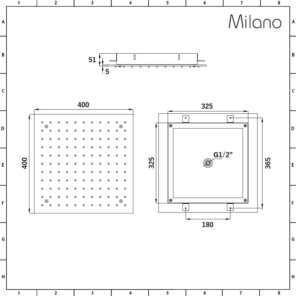 Milano Clarus - Modern 400mm Square Ceiling Mounted Recessed Shower ...