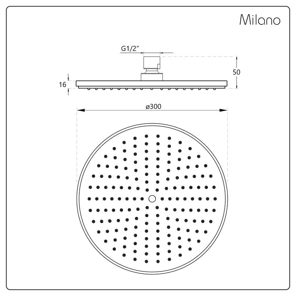 Milano Clarus - Modern Round 300mm Stainless Steel Shower Head - Aged Gold