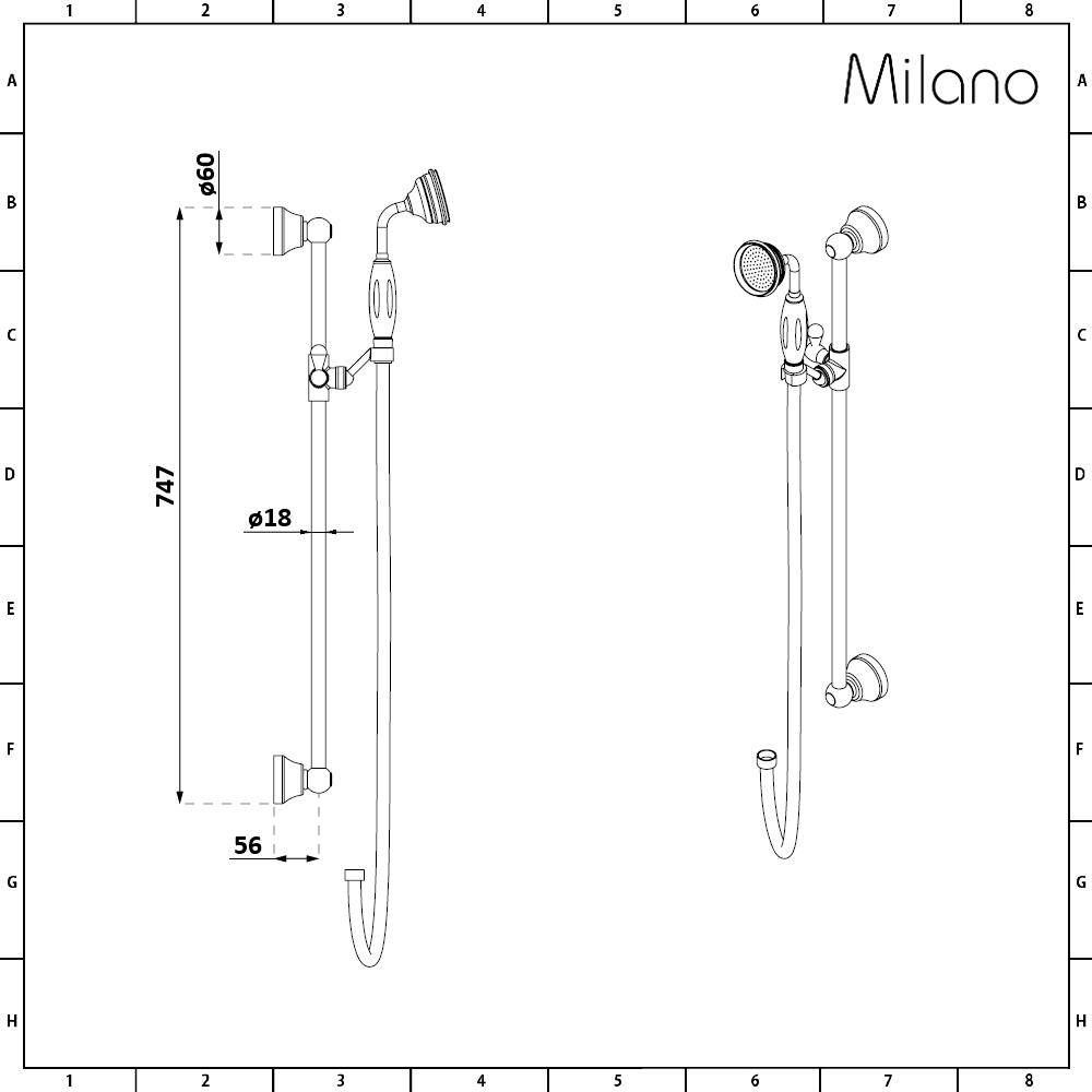 Milano Elizabeth - Traditional Riser Rail Kit with Hand Shower and ...