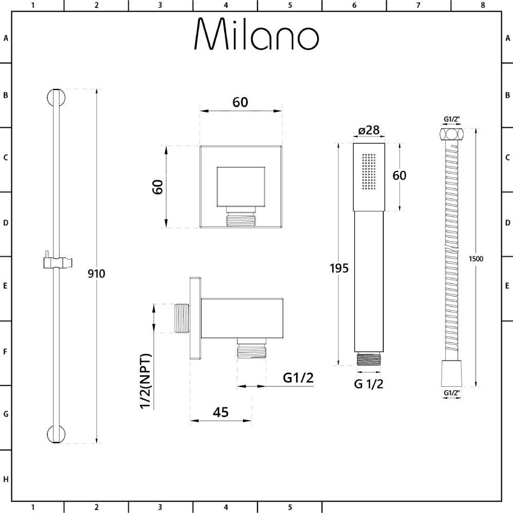 Milano Ashurst - Brushed Nickel Thermostatic Shower with Shower 