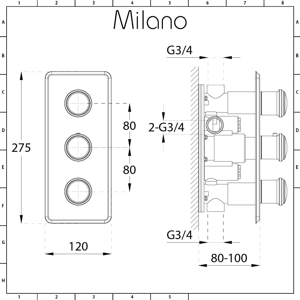 Milano Ashurst - Brushed Nickel Thermostatic Shower with Shower