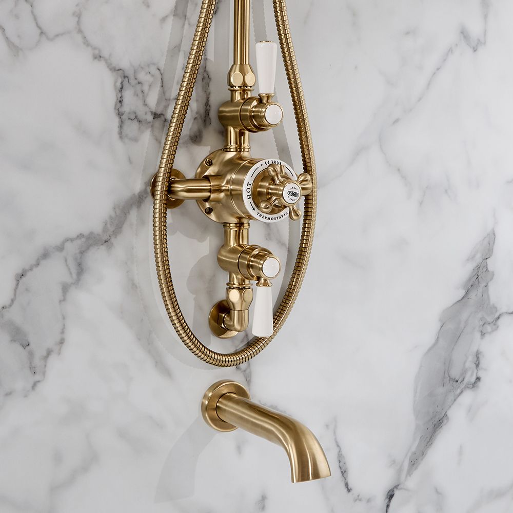 Milano Elizabeth - Brushed Brass Traditional Triple Exposed ...