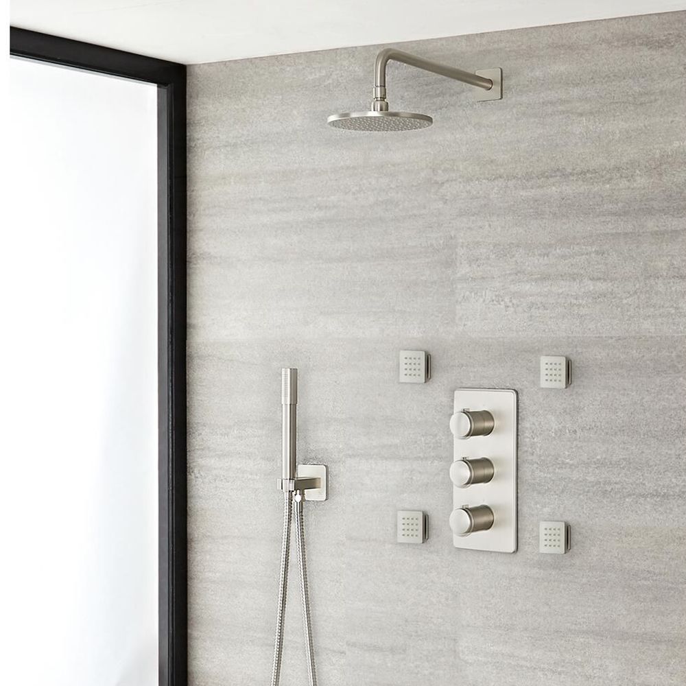 Milano Ashurst - Brushed Nickel Thermostatic Shower with Diverter 