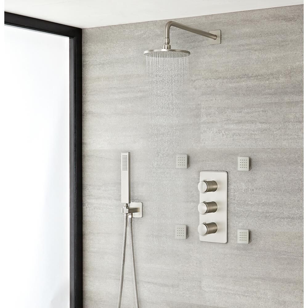 Milano Ashurst - Brushed Nickel Thermostatic Shower with Diverter 