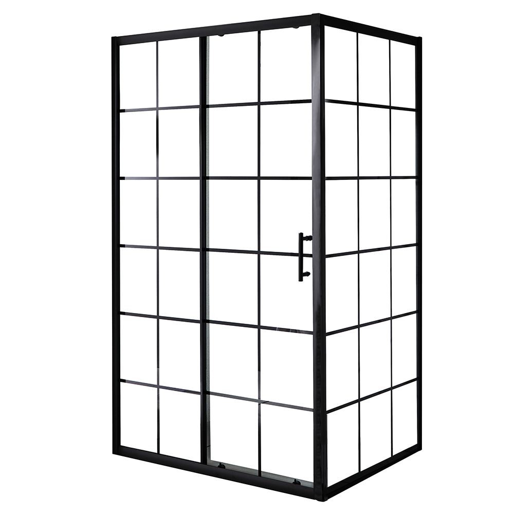 Buy Milano Barq - Recessed Walk In Shower Enclosure With Black Grid - View #13