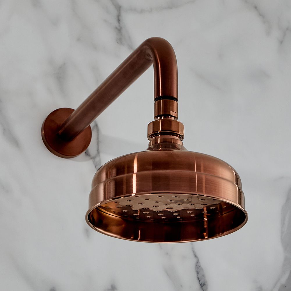 Milano Elizabeth Brushed Copper 155mm Traditional Apron Shower Head 