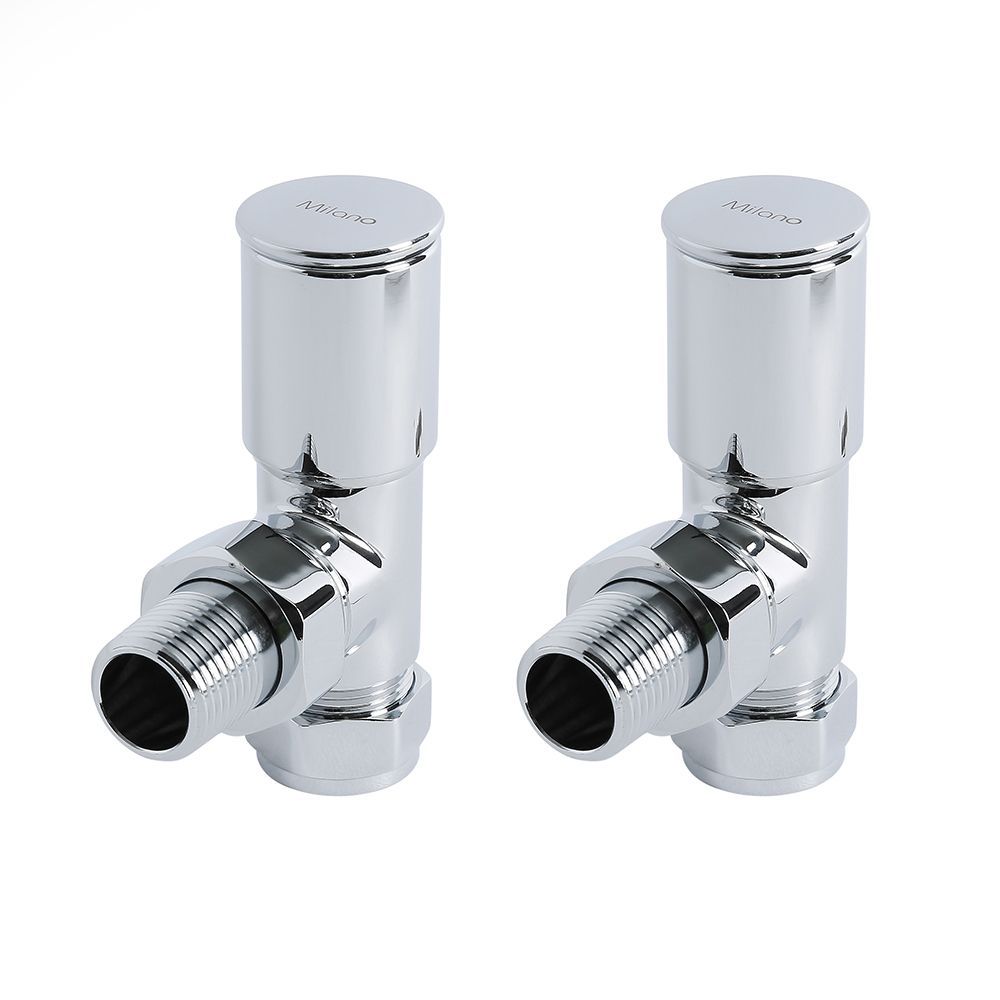 Milano - Modern Angled Radiator Valve and Pipe Set - Chrome