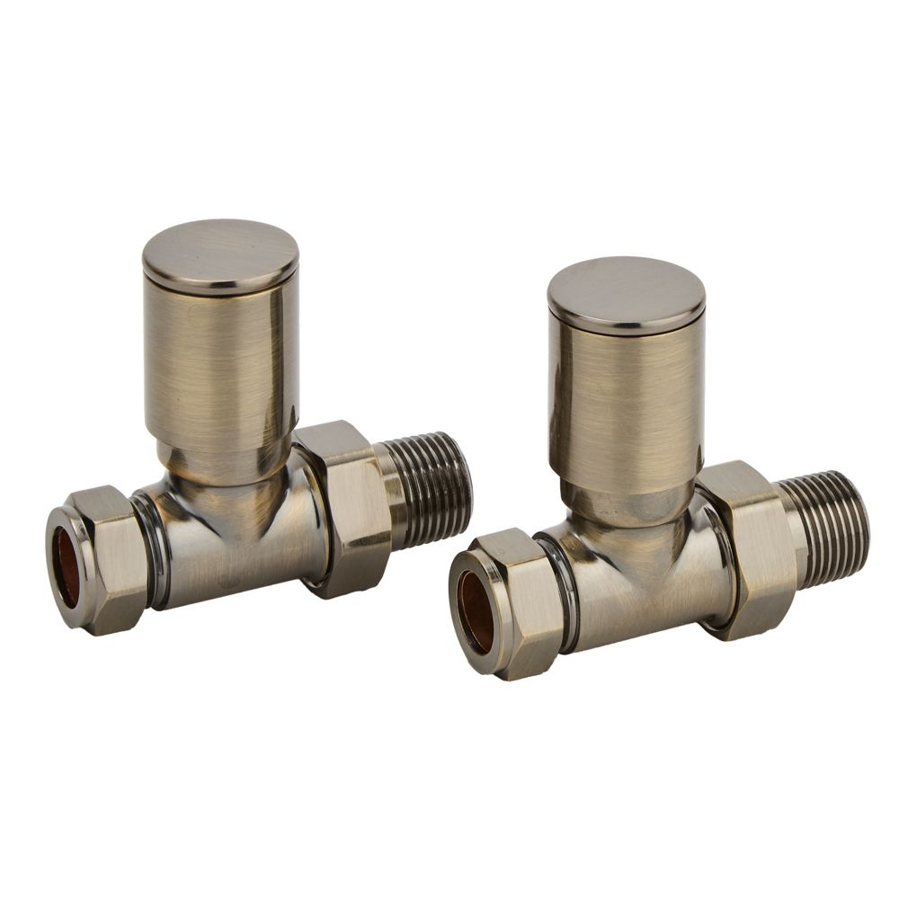 Tap Radiator Valves Milano - Modern Brushed Dark Brushed Brass Straight Radiator Valves