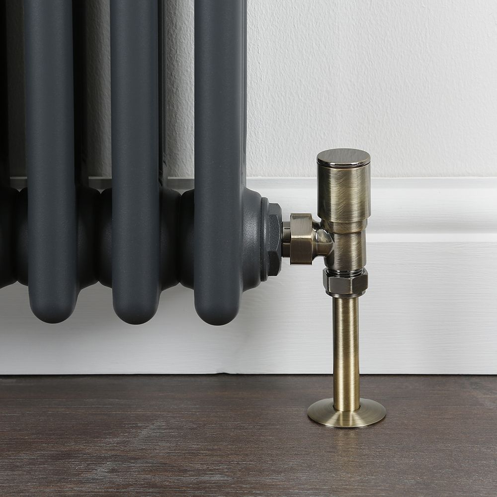 Milano - Dark Brushed Brass Modern Angled Radiator Valves