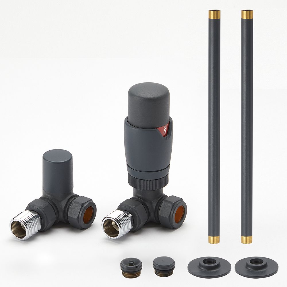 External Corner Radiators Milano - Modern Corner Thermostatic Radiator Valve and Pipe Set ...