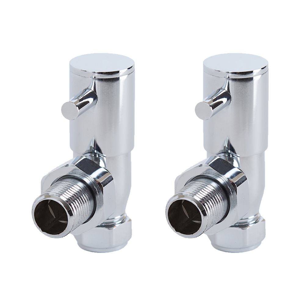 Milano Radiator Inserts Milano Select - Chrome Minimalist Angled Radiator Valves - (Pair)