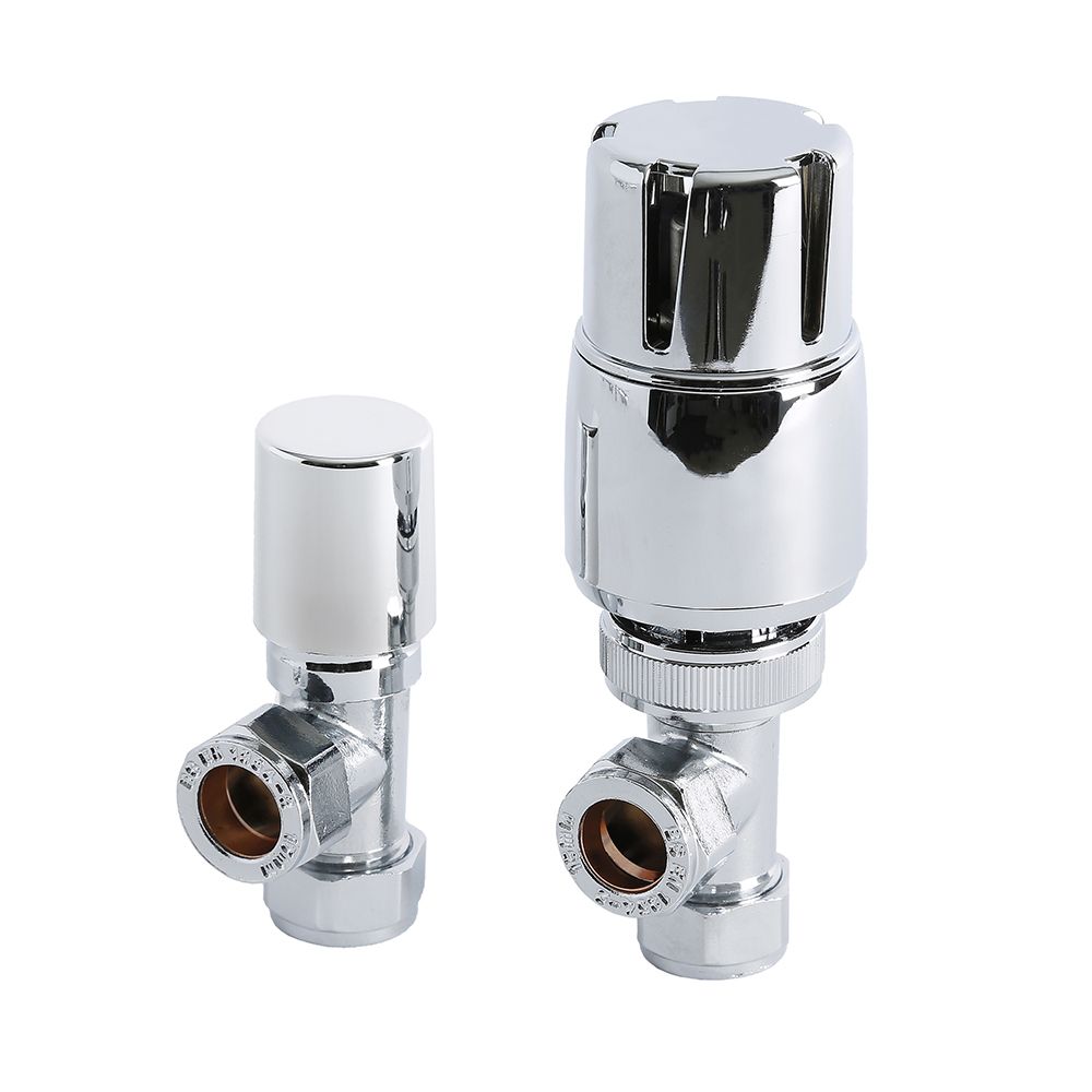 Modine Radiator Valves Milano - Modern Chrome Angled Thermostatic Radiator Valves
