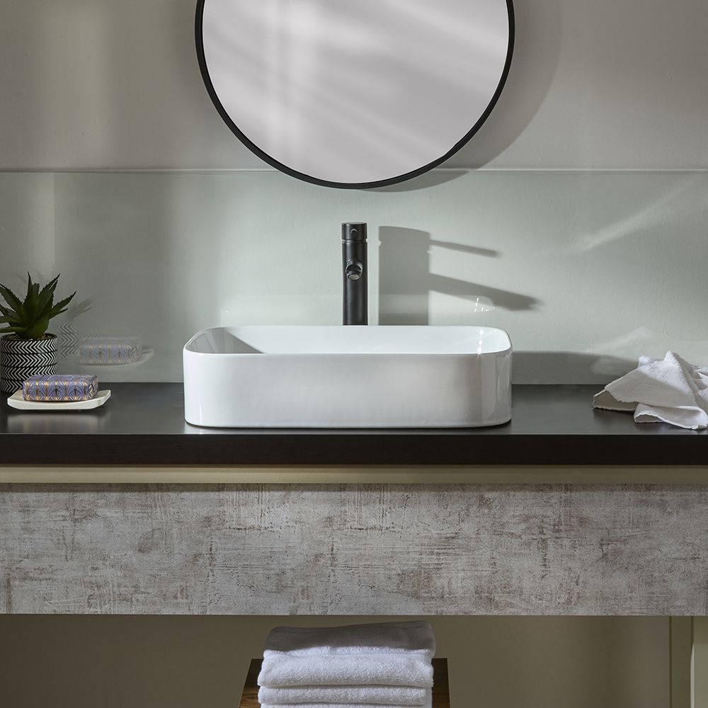 Milano Covent - White Modern Rectangular Countertop Basin - 550mm x ...