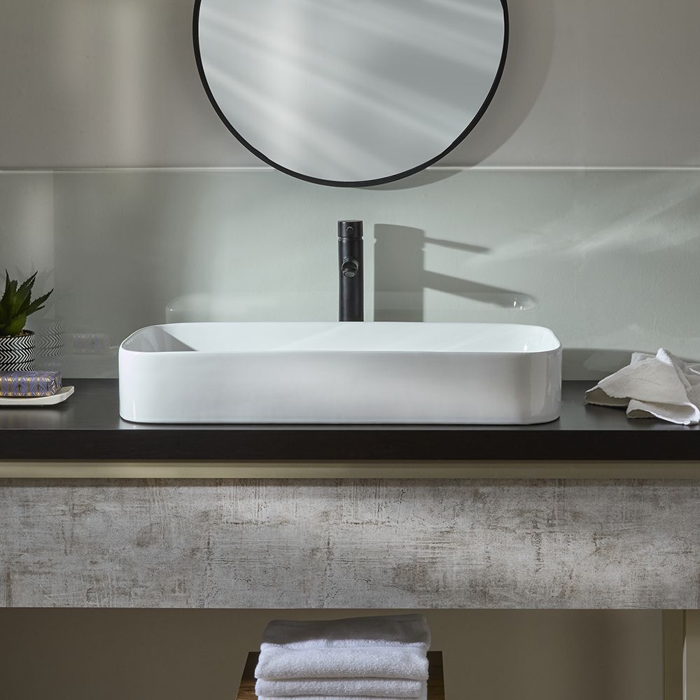 Milano Covent - White Modern Rectangular Countertop Basin - 750mm x ...