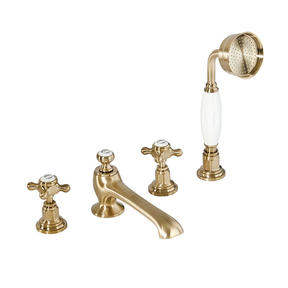 Milano Elizabeth - Traditional 4 Tap-Hole Crosshead Bath Shower Mixer ...