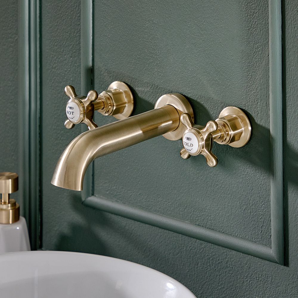 Milano Elizabeth - Brushed Brass 300mm Traditional Apron Shower Head - View #3
