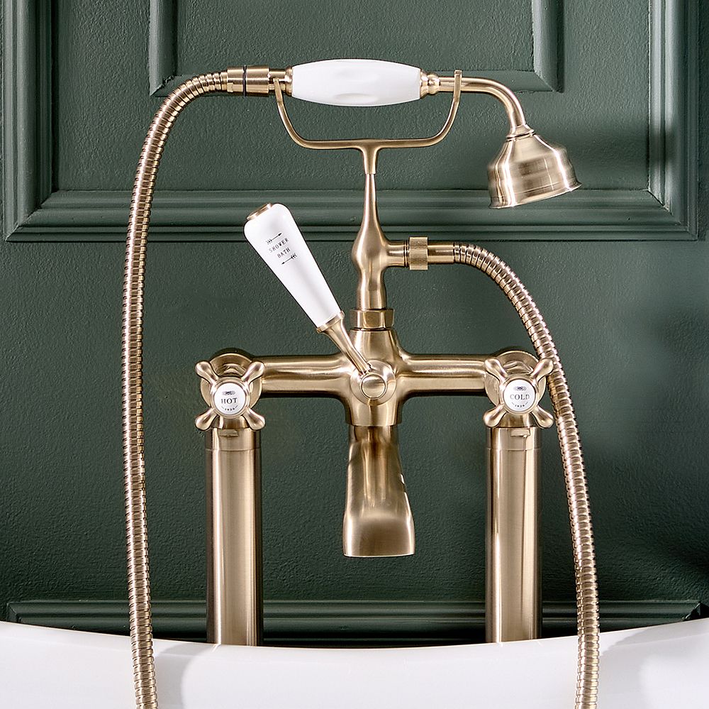 Milano Elizabeth - Traditional Freestanding Crosshead Bath Shower Mixer ...