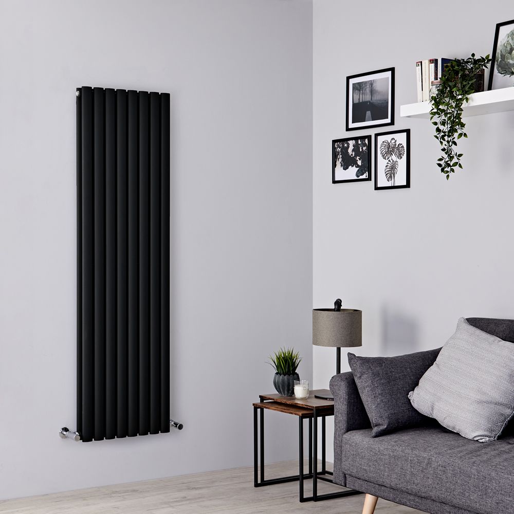 Milano Aruba Black Vertical Designer Radiator 1600mm x 472mm