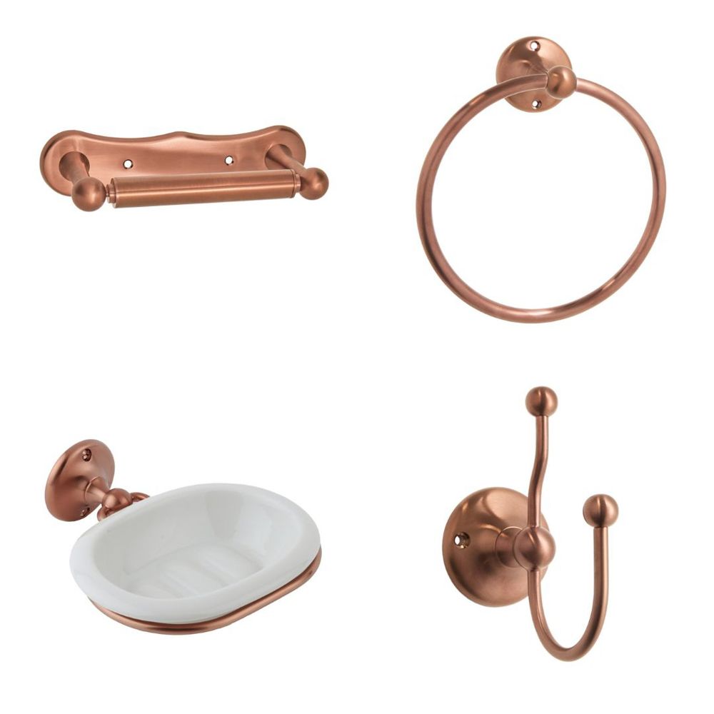 Milano Elizabeth - Traditional 4 Piece Brushed Copper Bathroom ...