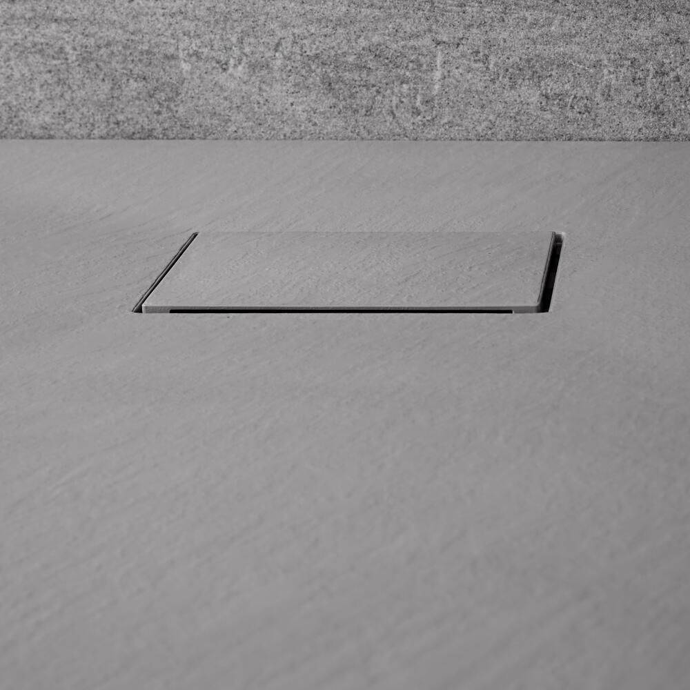 Milano - Light Grey Slate Effect Square Shower Tray - 800mm