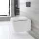 Milano Longton - White Modern Square Wall Hung Toilet with Soft Close Seat