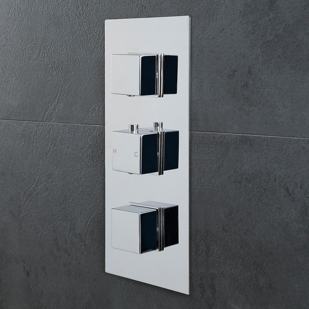 Milano Arvo - Modern 3 Outlet Square Triple Diverter Thermostatic