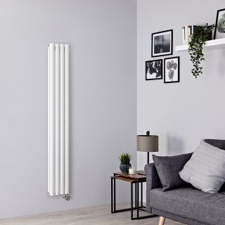 Milano Aruba Slim Electric - White Vertical Designer Radiator - 1600mm x 236mm (Double Panel) - with Bluetooth Thermostat