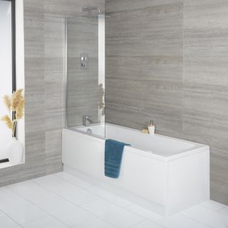 White Modern Bathroom Single Ended Bath Milano Farington 1600mm x 700mm 