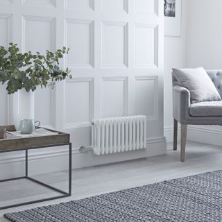 Milano Windsor - Traditional White Horizontal Triple Column Electric Radiator - 300mm x 605mm - with Choice of Wi-Fi Thermostat