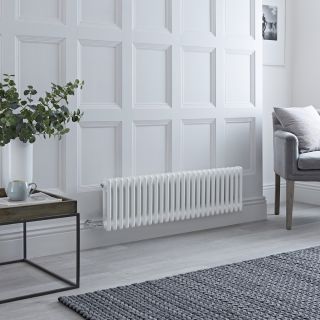 Milano Windsor - Traditional White Horizontal Double Column Electric Radiator - 300mm x 1190mm - with Choice of Wi-Fi Thermostat
