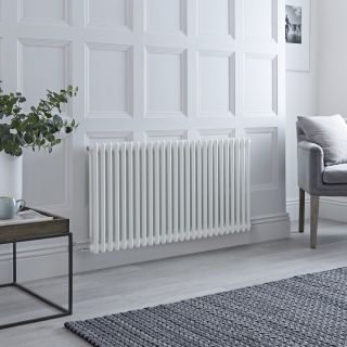 Milano Windsor - Traditional White Horizontal Double Column Electric Radiator - 600mm x 1190mm - with Choice of Wi-Fi Thermostat