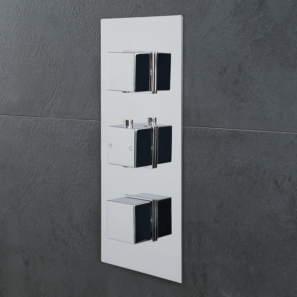 Milano Arvo Concealed Square Chrome Triple Diverter Thermostatic Shower Valve with 3 Outlets 