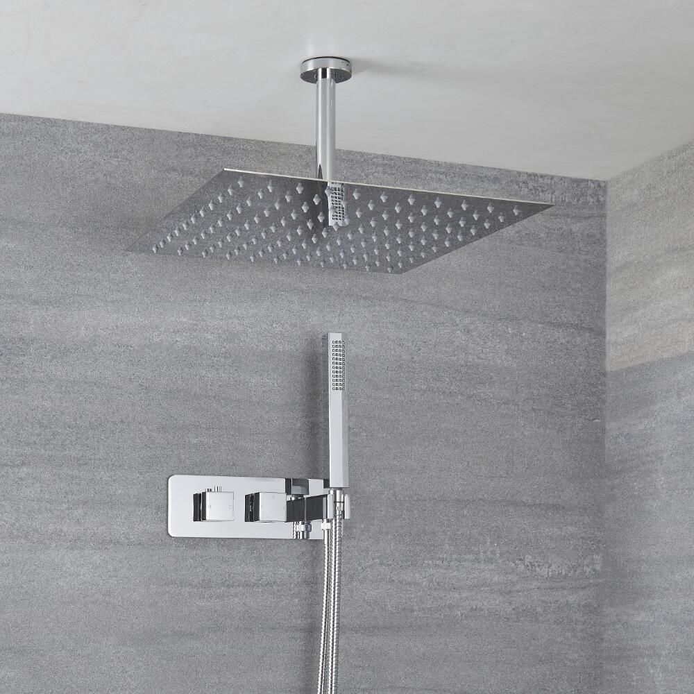 Milano Arvo Chrome Ceiling Mounted Square Arm for Shower Head 