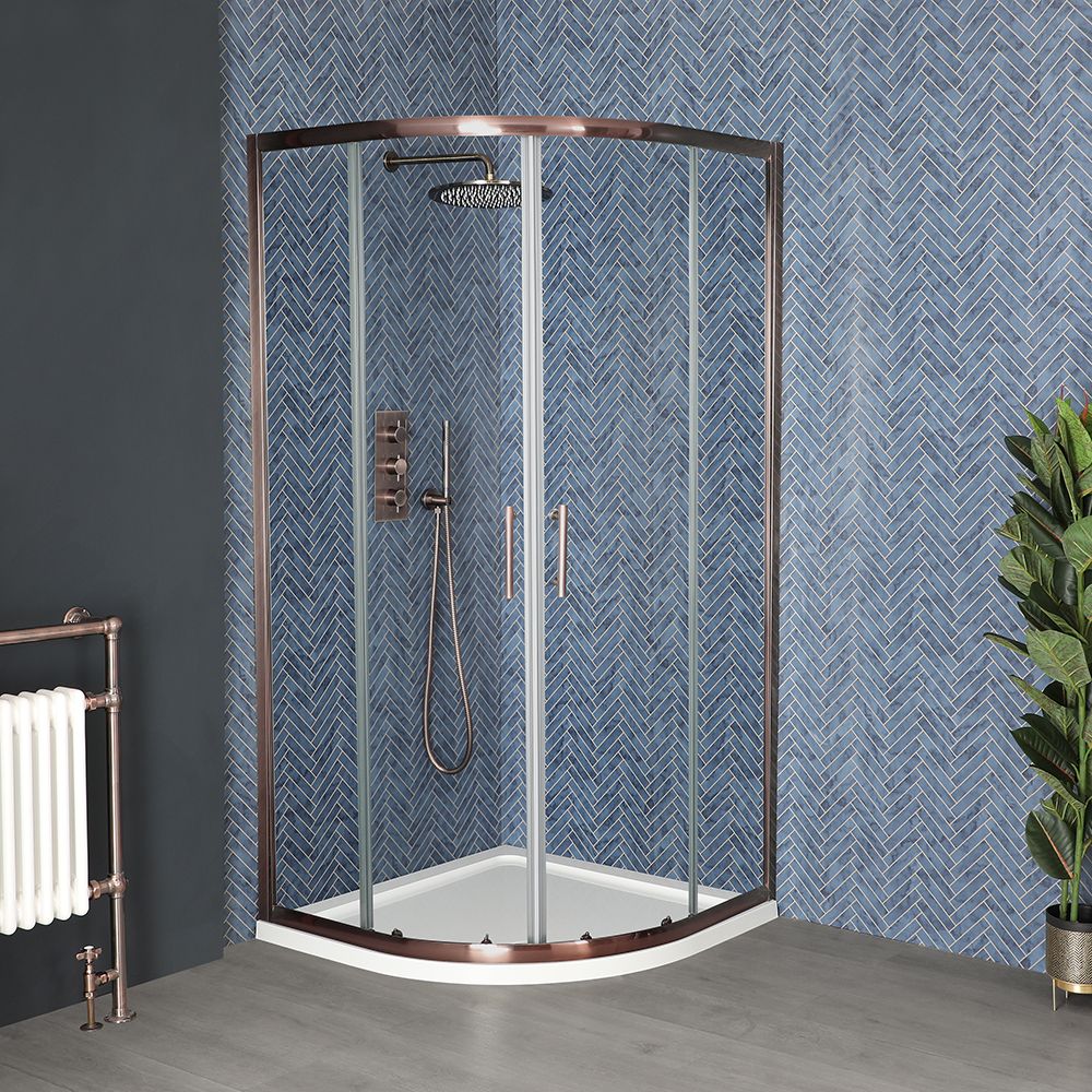 Milano Eris - 900mm Brushed Copper Quadrant Shower Enclosure