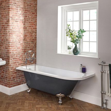 Milano Hest - Stone Grey Traditional Freestanding Corner Bath - 1685mm x 750mm - Choice of Feet and Left/Right Hand Options
