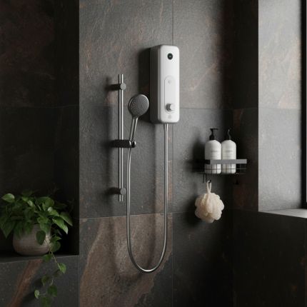 Aquas Well - 9.5kW Electric Shower with Riser Rail Kit - Choice of Finish