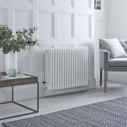 Milano Windsor - White Horizontal Traditional Four Column Radiator - 600mm x 785mm