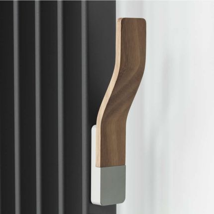 Lazzarini Way - Aluminium & Teak Easy-Install Magnetic Towel Hook