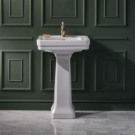 Milano Elizabeth - Traditional 545mm Basin with Full Pedestal - (1 Tap Hole)