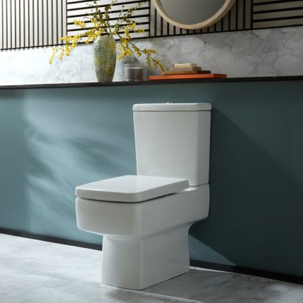 Milano Elswick - Modern Close Coupled Toilet with Soft Close Seat - Choice of Flush Button Finish