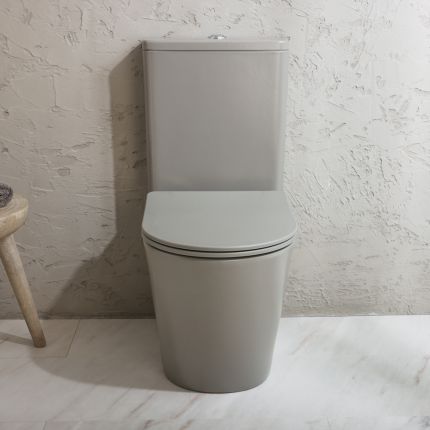 Milano Elements - Modern Round Close Coupled Toilet with Soft Close Seat - Choice of Finish