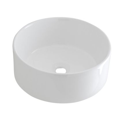 Milano Ballam - White Modern Round Countertop Basin with Wall Mounted Mixer Tap - 400mm x 400mm