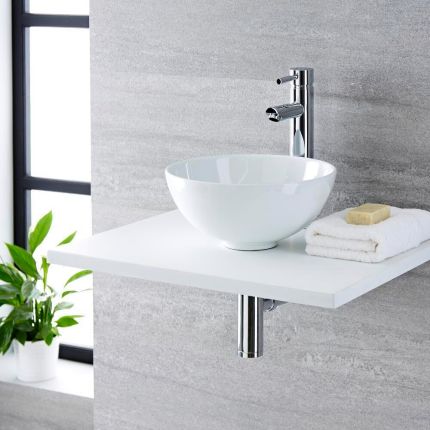 Milano Irwell - White Modern Round Countertop Basin - 320mm x 320mm (No Tap-Holes)