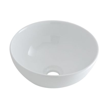 Milano Irwell - White Modern Round Countertop Basin with Wall Mounted Mixer Tap - 320mm x 320mm